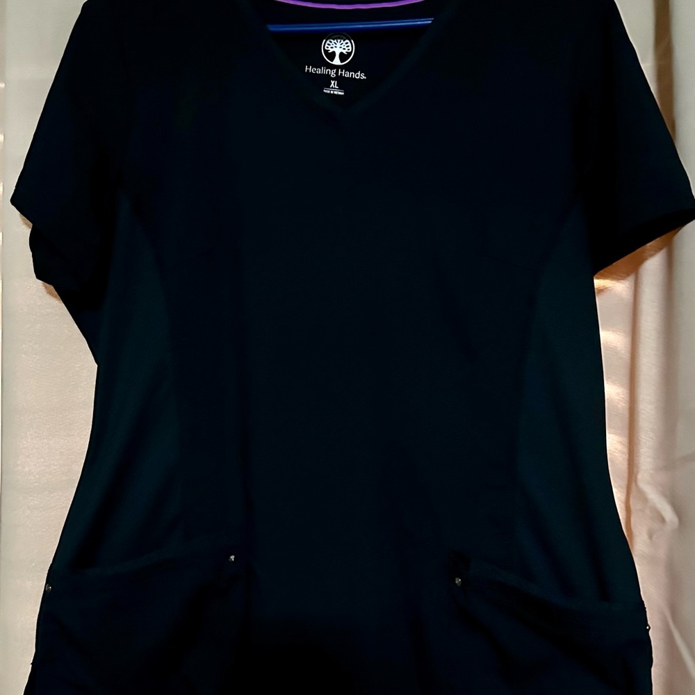 Healing Hands Black scrub top. Only worn once.
